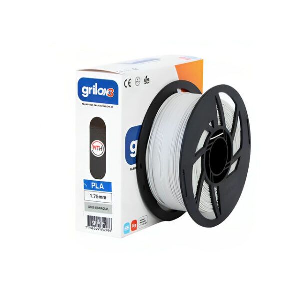 Filamento Impresora 3d Pla 1.75mm Grilon 3 Pla Ingeo 1kg Gris Espacial